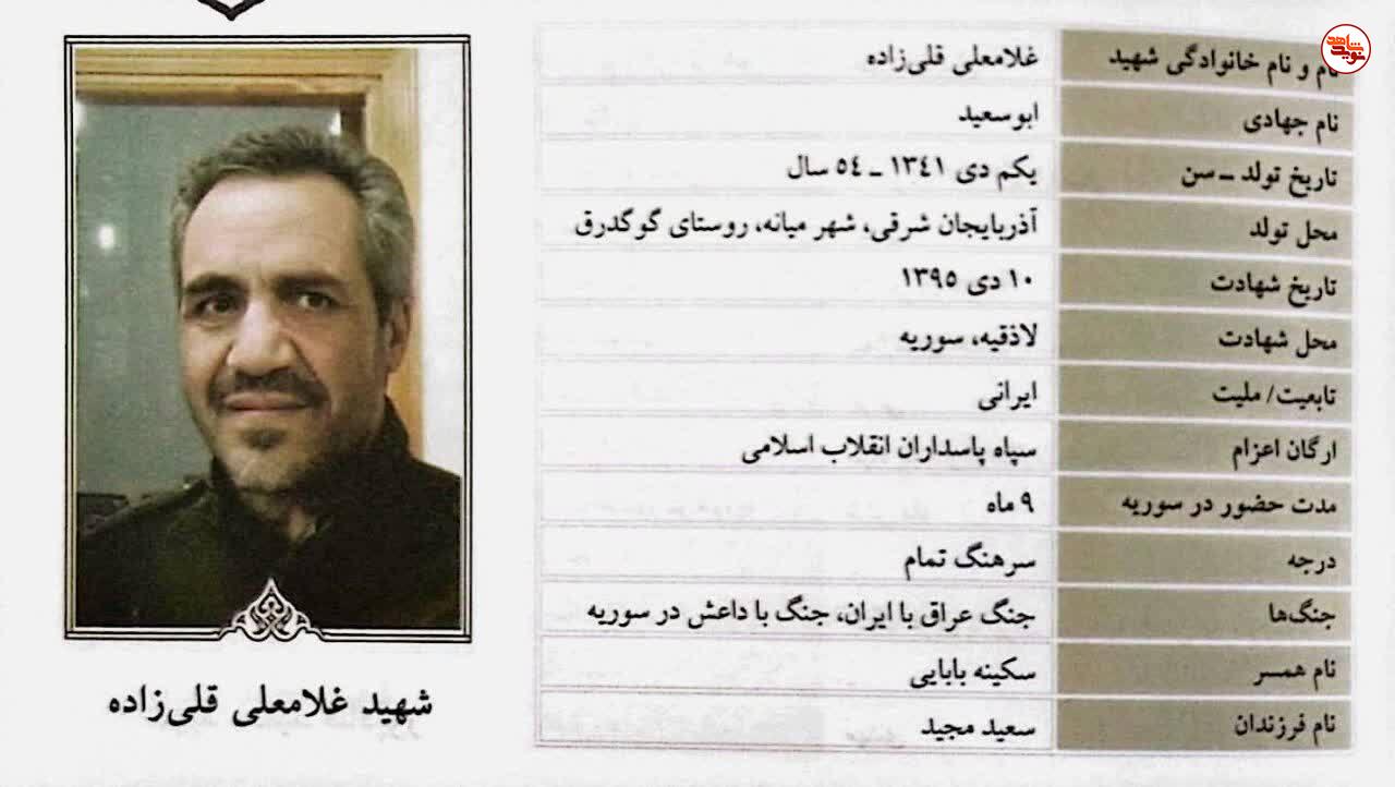 مروری بر زندگی شهید مدافع حرم «غلامعلی قلی‌زاده»